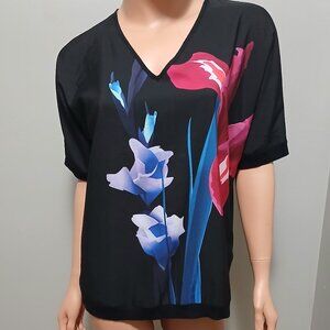 Ted Baker Top  Stencil Stem Abstract Flower Size S-M